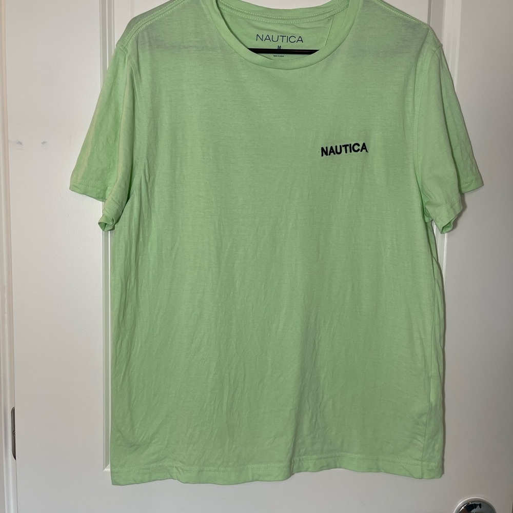 Nautica Green Short Sleeve Tee Classic Crew Neck
